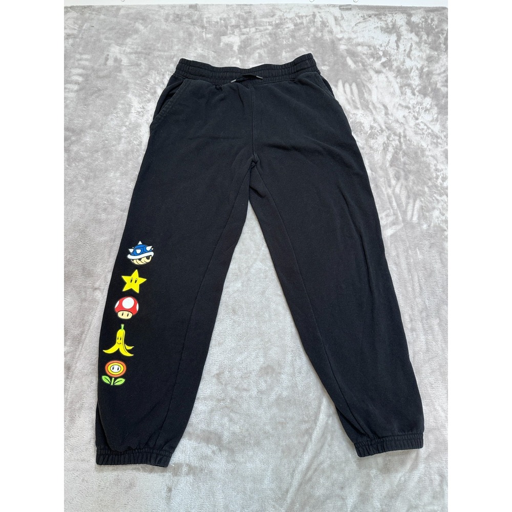 Old Navy Joggers Boys Size XL 14/16 Black Nintendo Mario Kart Drawstring EUC